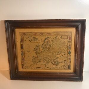 Vintage Reproduction Framed Map Europa recens descripta By Blaeu 17th Century